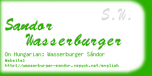 sandor wasserburger business card